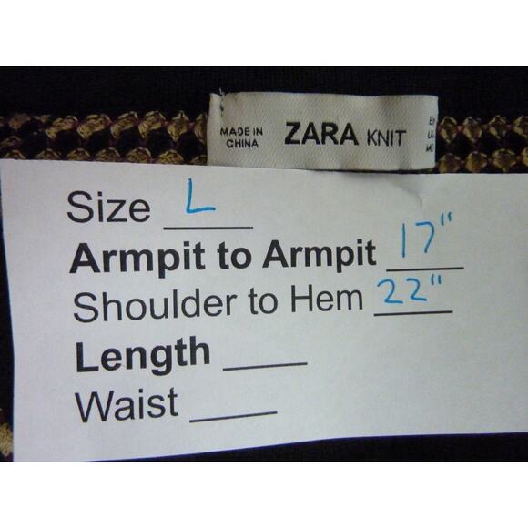 Zara Geometric Shape Pattern Sweater Tan Black Maroon Size - Picture 5 of 6